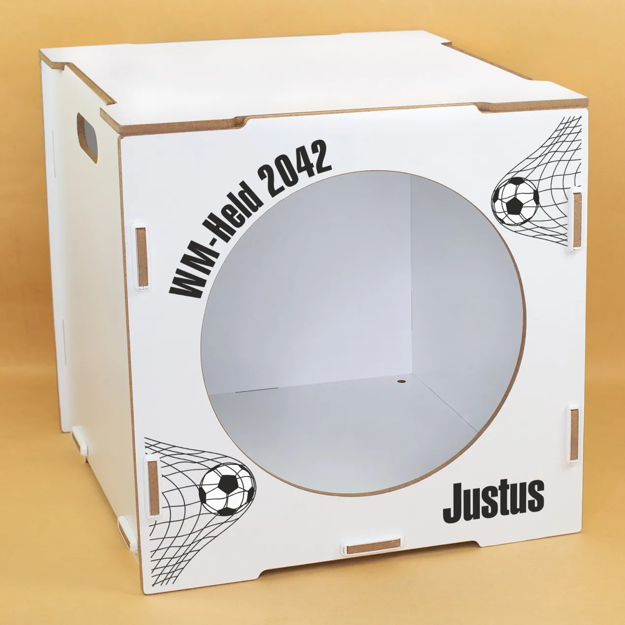 clipfritz Torwand Einsatz aus Holz personalisiert mit Name & Wunschtext | Fußball Motiv