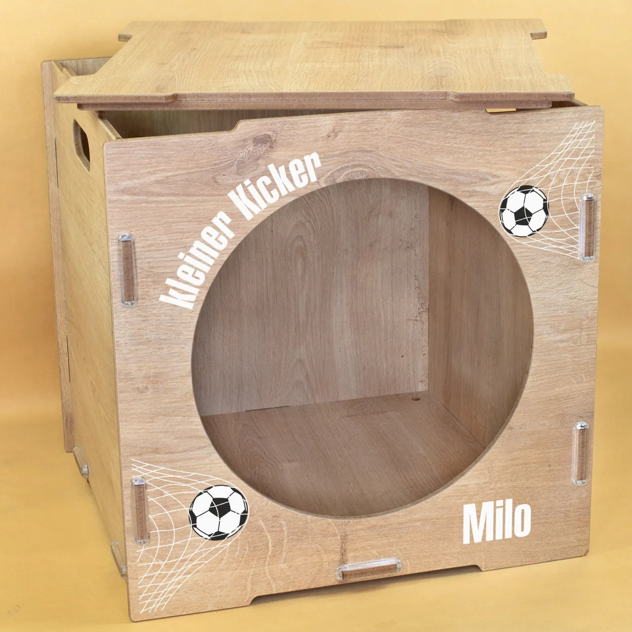 clipfritz Torwand Einsatz aus Holz personalisiert mit Name & Wunschtext | Fußball Motiv
