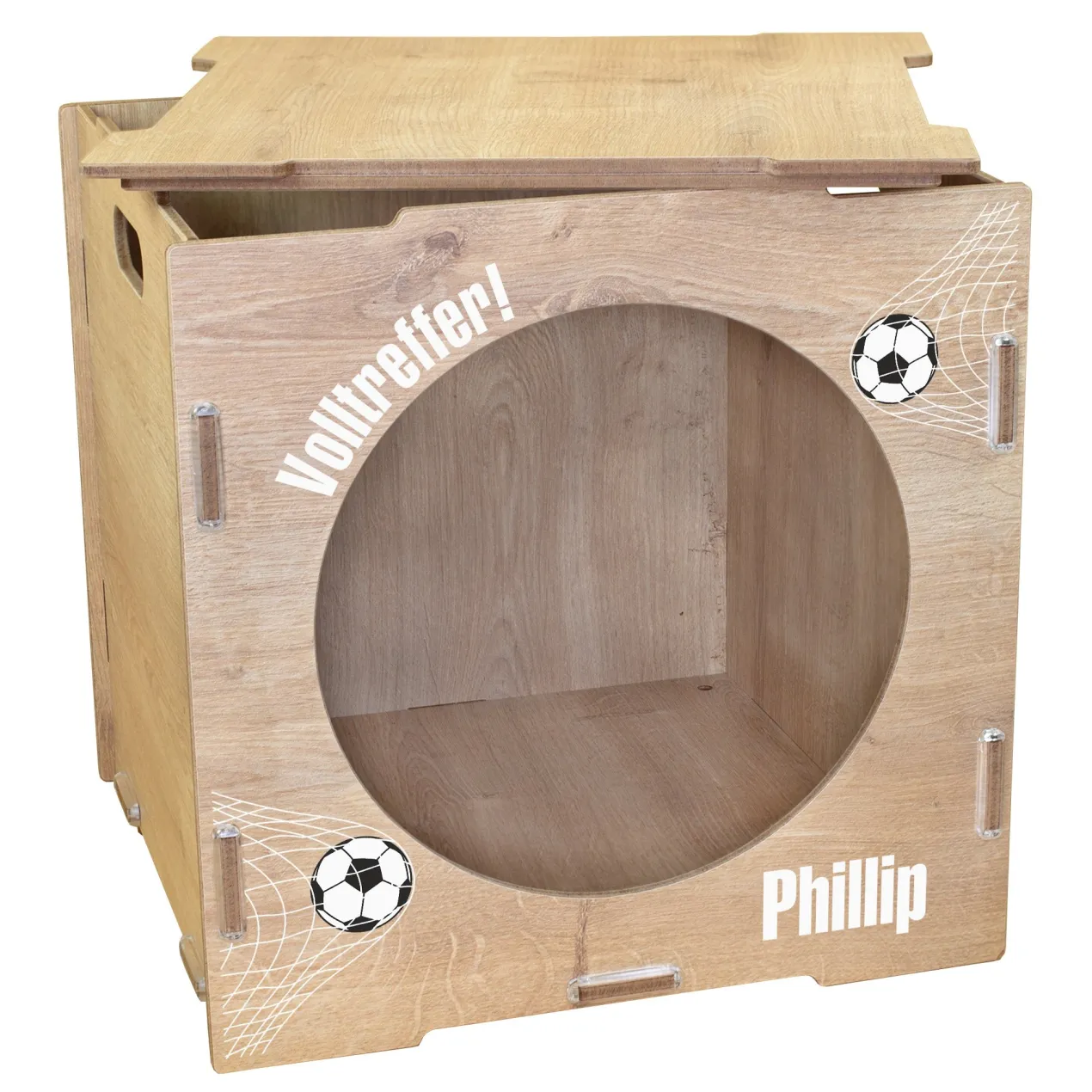 clipfritz Torwand Einsatz aus Holz personalisiert mit Name & Wunschtext | Fußball Motiv