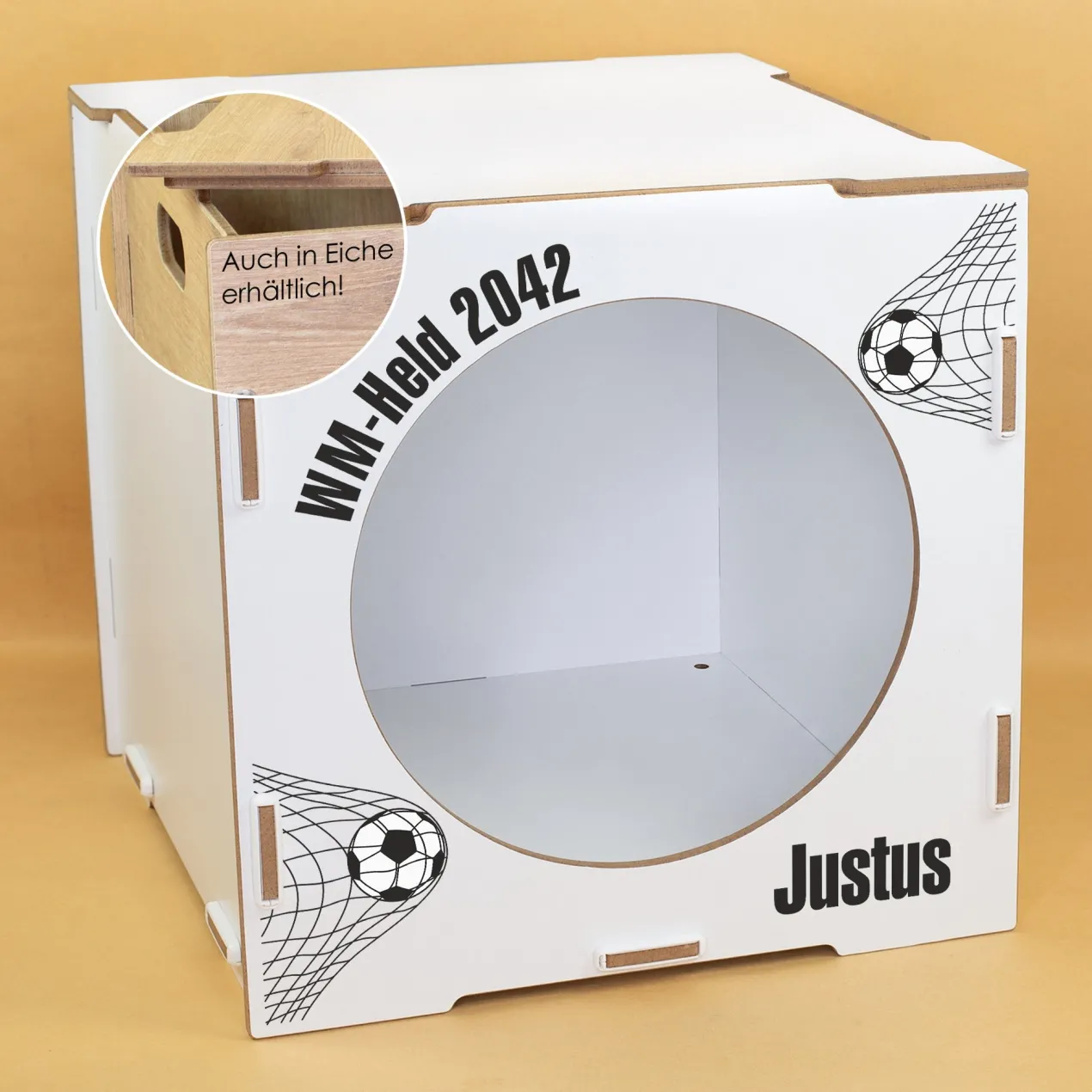 clipfritz Torwand Einsatz aus Holz personalisiert mit Name & Wunschtext | Fußball Motiv