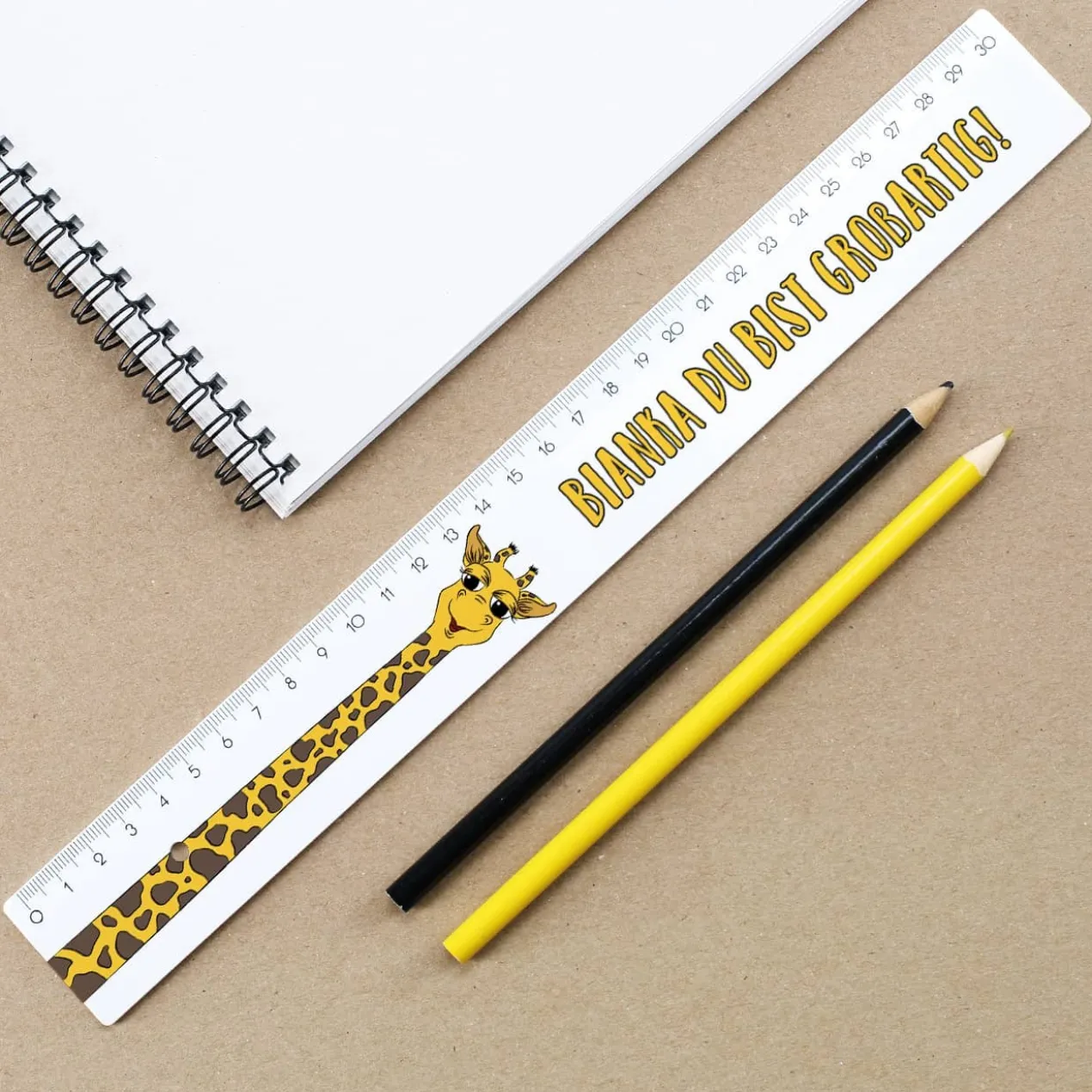 30cm Lineal - Du bist großartig! - Mit Giraffenmotiv und Namensaufdruck