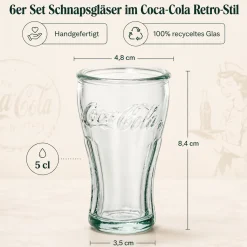 Coca-Cola Glas Set 12-teilig mit Trinkgläsern & Schnapsgläsern | Retro Gläser aus Recyclingglas