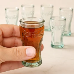 Coca Cola Schnapsgläser 6er Set handgefertigt 5cl | Retro Stamper aus recyceltem Glas