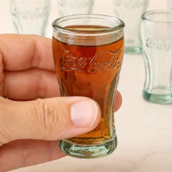 Coca Cola Schnapsgläser 6er Set handgefertigt 5cl | Retro Stamper aus recyceltem Glas