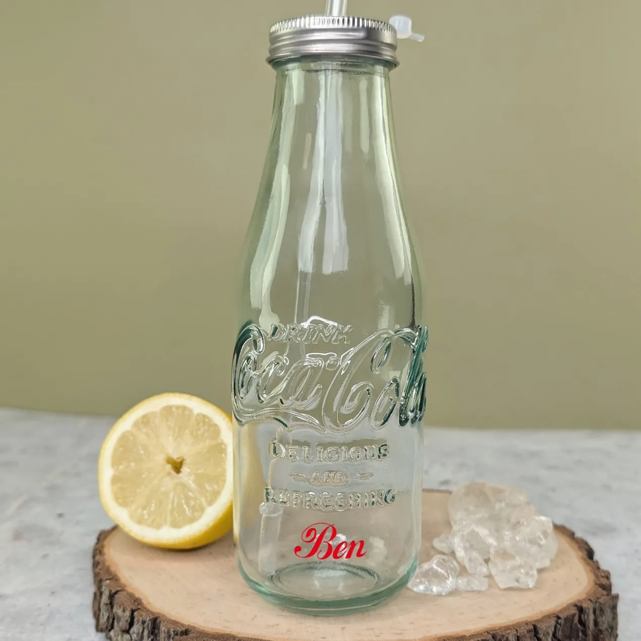 Coca-Cola Trinkflasche aus Glas personalisiert mit Name | Retro Design