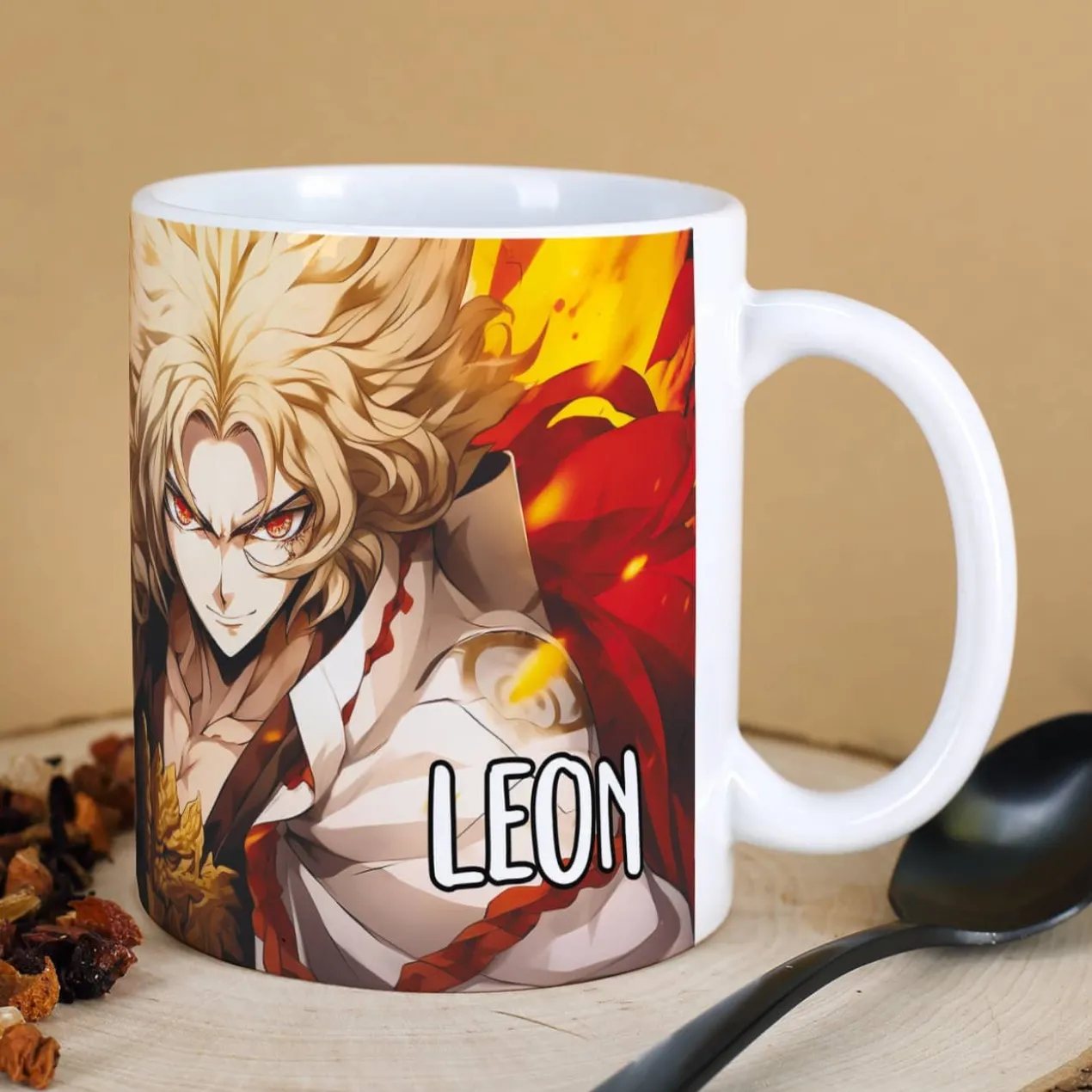 Coole Anime Tasse mit sechs Charakteren und Name