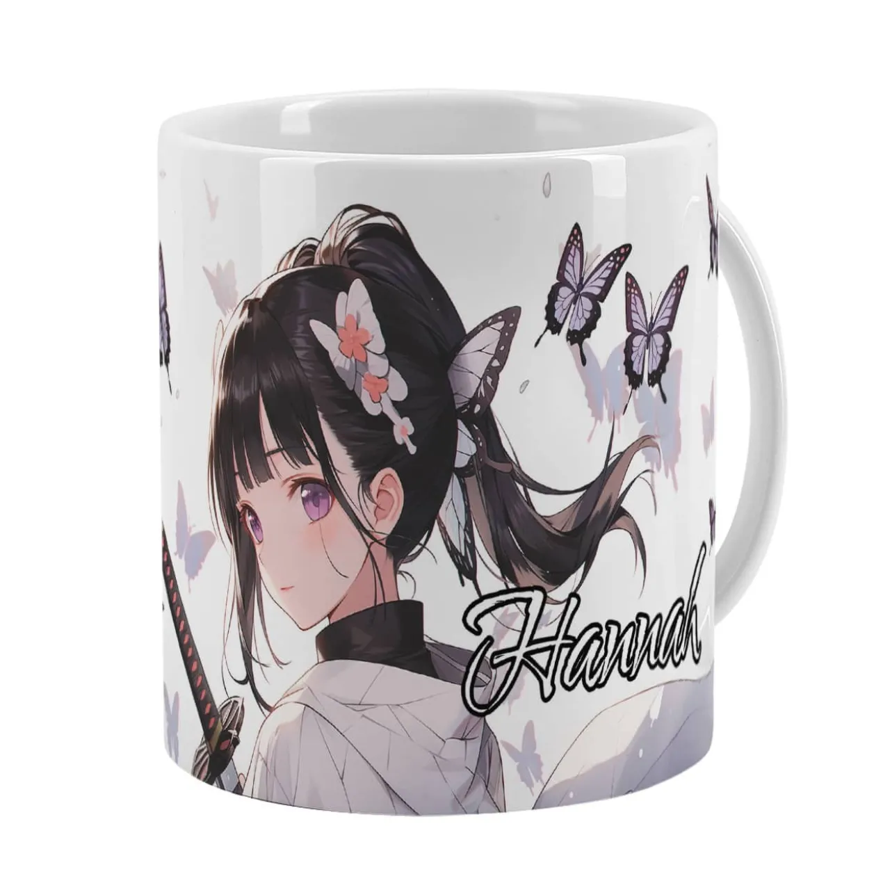 Coole Anime Tasse mit sechs Charakteren und Name