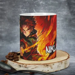 Coole Anime Tasse mit sechs Charakteren und Name