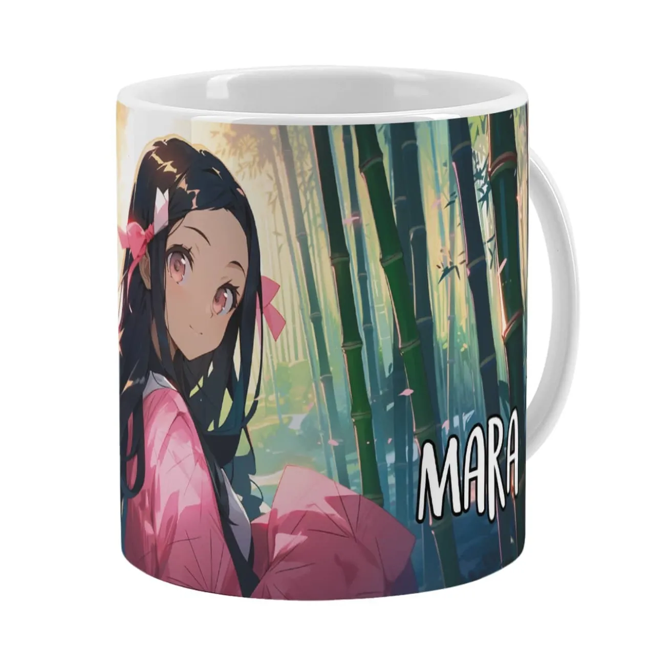 Coole Anime Tasse mit sechs Charakteren und Name