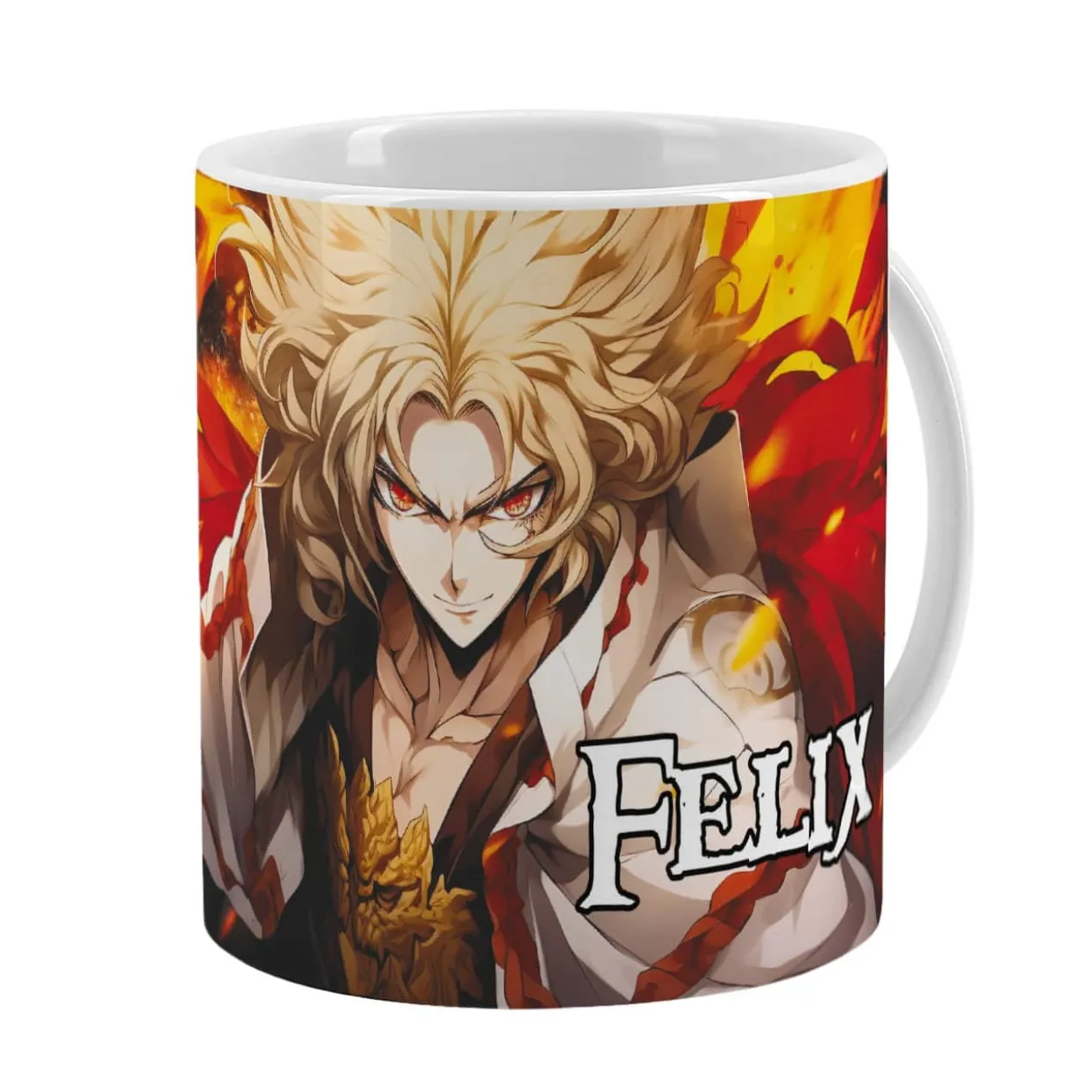Coole Anime Tasse mit sechs Charakteren und Name