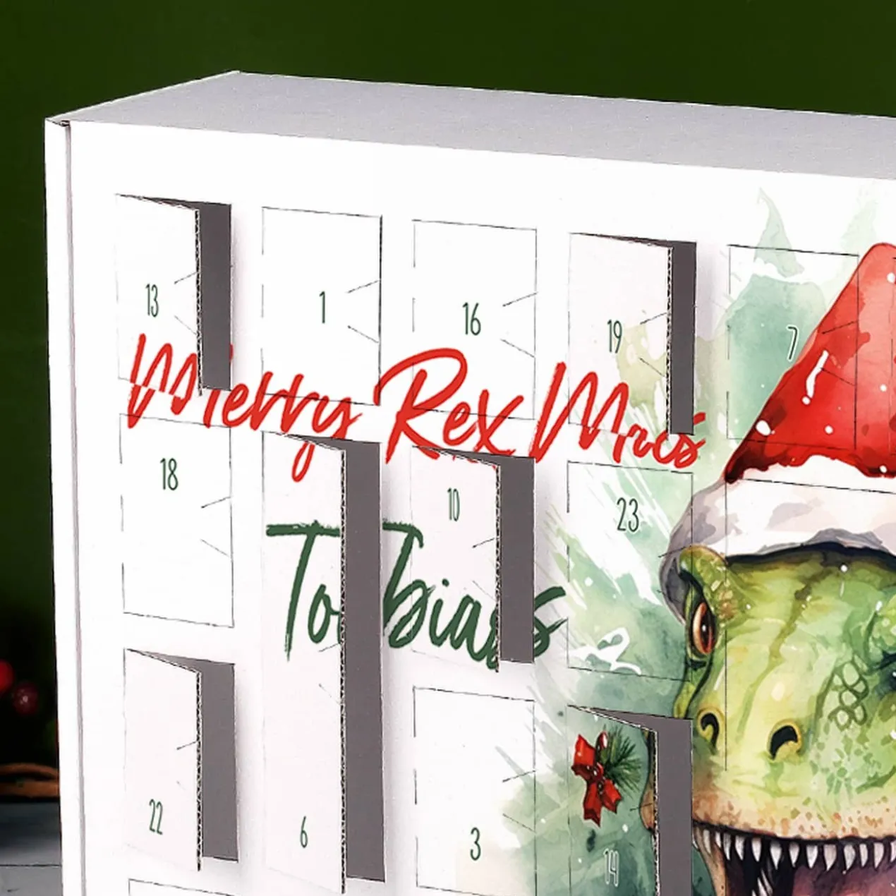 Cooler Dinosaurier Adventskalender mit Personalisierung