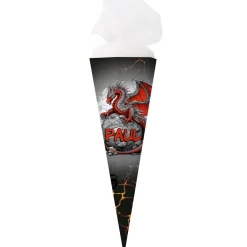 Coole Schultüte mit rotem Drache und Name