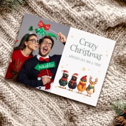 Crazy Christmas - Weihnachtskarte mit Foto & coolen Küken