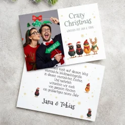 Crazy Christmas - Weihnachtskarte mit Foto & coolen Küken