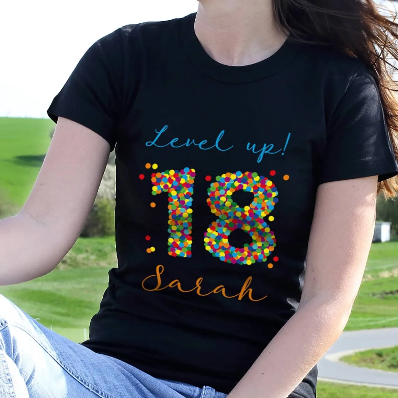 Damenshirt zum 18. Geburtstag mit Name und Wunschtext