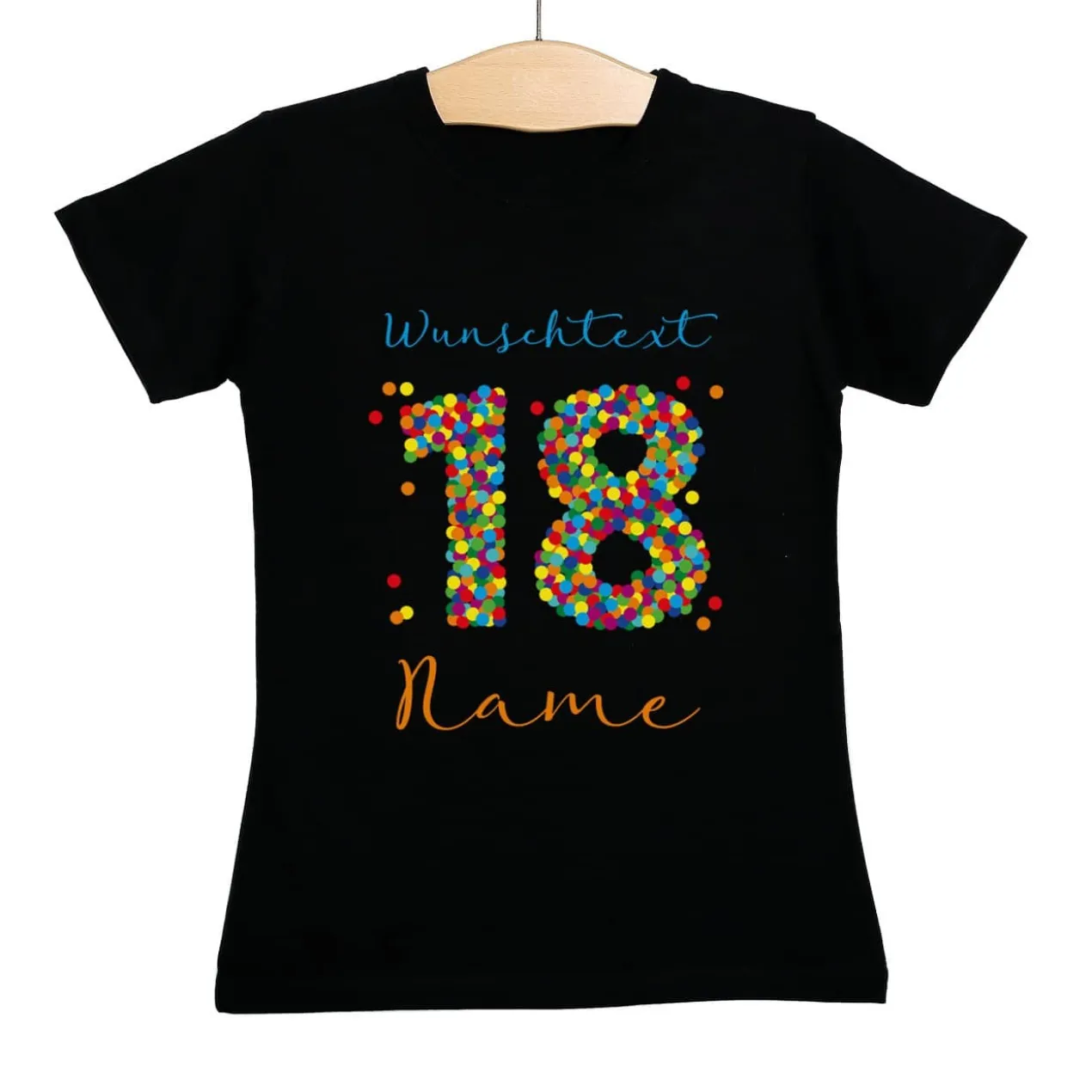 Damenshirt zum 18. Geburtstag mit Name und Wunschtext