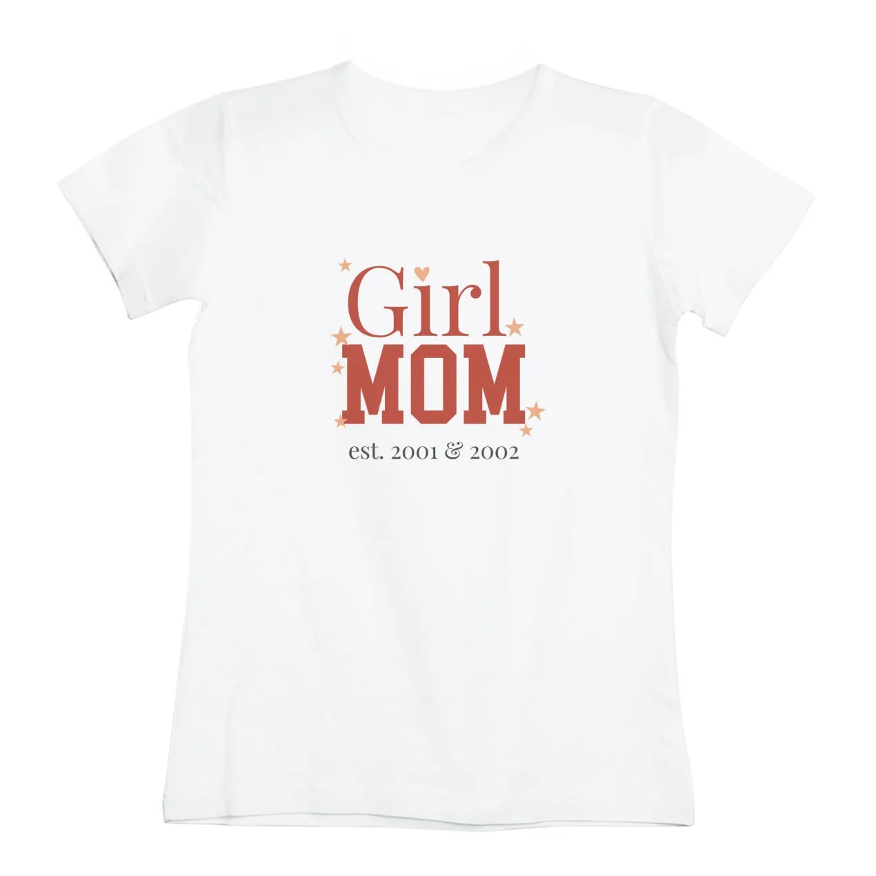 Damen T-Shirt 'Girl Mom' personalisiert mit Jahreszahl in Weiß | Geschenk zur Geburt & Muttertag