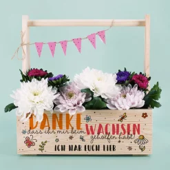 Danke, dass du uns beim Wachsen geholfen hast! - Holzträger als Geschenk für Erzieher