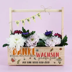 Danke, dass du uns beim Wachsen geholfen hast! - Holzträger als Geschenk für Erzieher