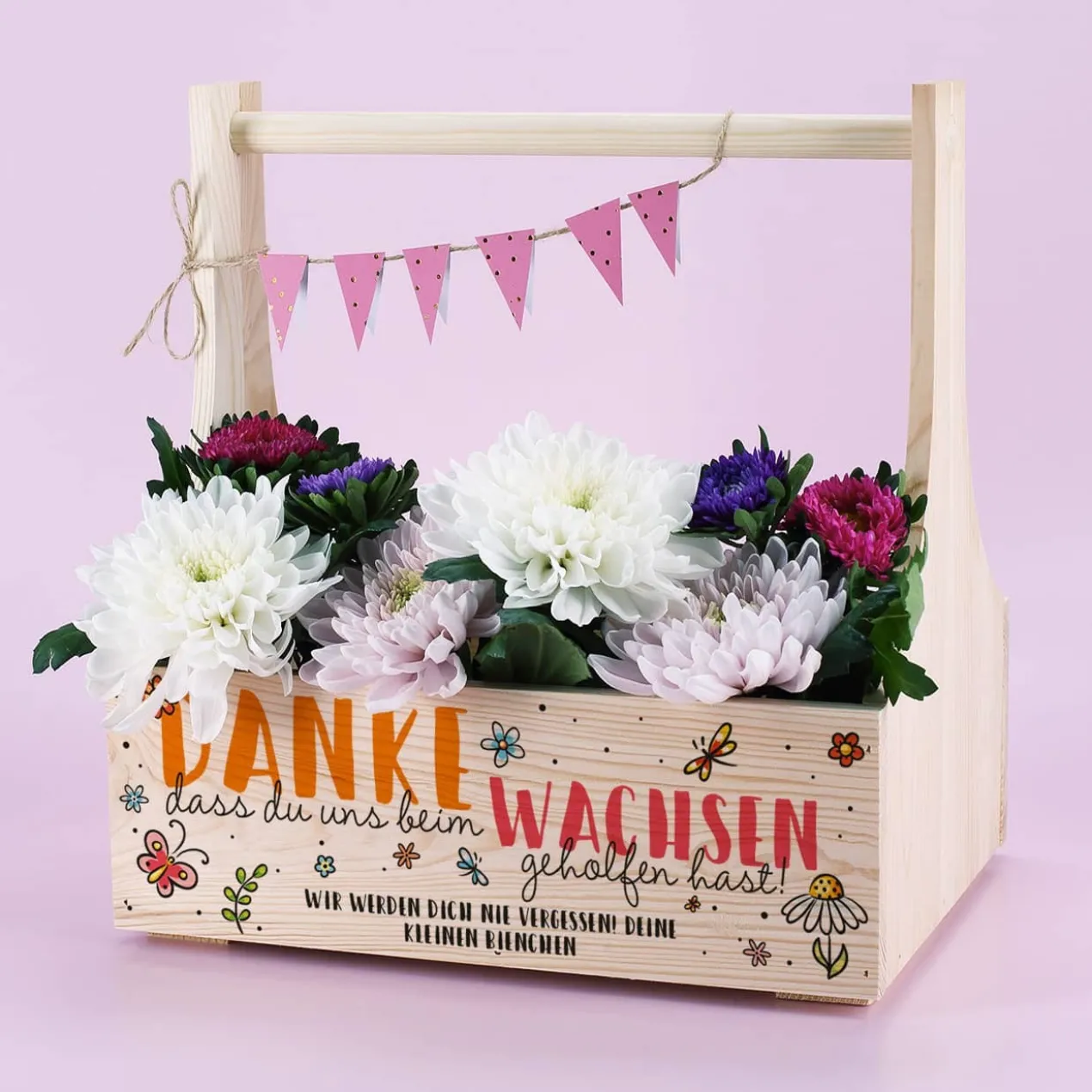 Danke, dass du uns beim Wachsen geholfen hast! - Holzträger als Geschenk für Erzieher