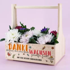 Danke, dass du uns beim Wachsen geholfen hast! - Holzträger als Geschenk für Erzieher