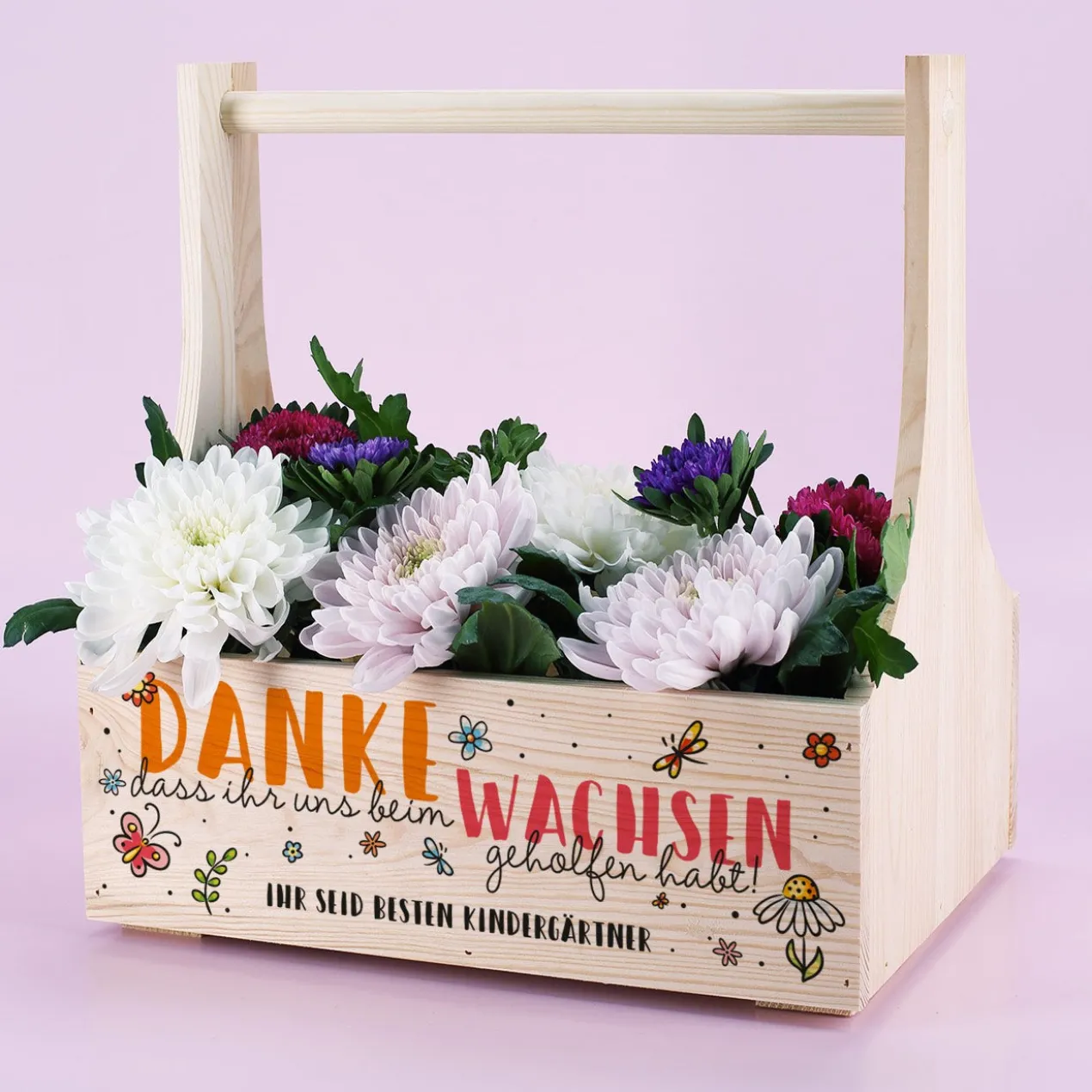 Danke, dass du uns beim Wachsen geholfen hast! - Holzträger als Geschenk für Erzieher