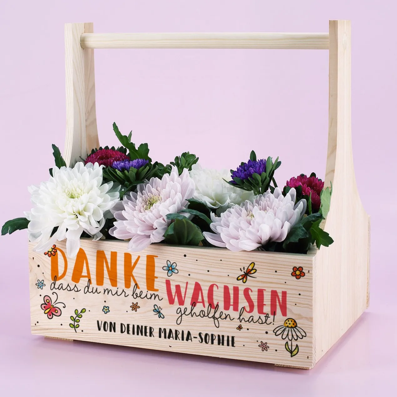 Danke, dass du uns beim Wachsen geholfen hast! - Holzträger als Geschenk für Erzieher