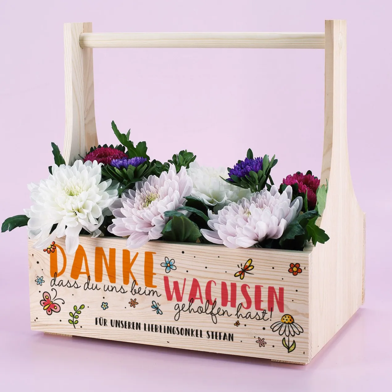 Danke, dass du uns beim Wachsen geholfen hast! - Holzträger als Geschenk für Erzieher