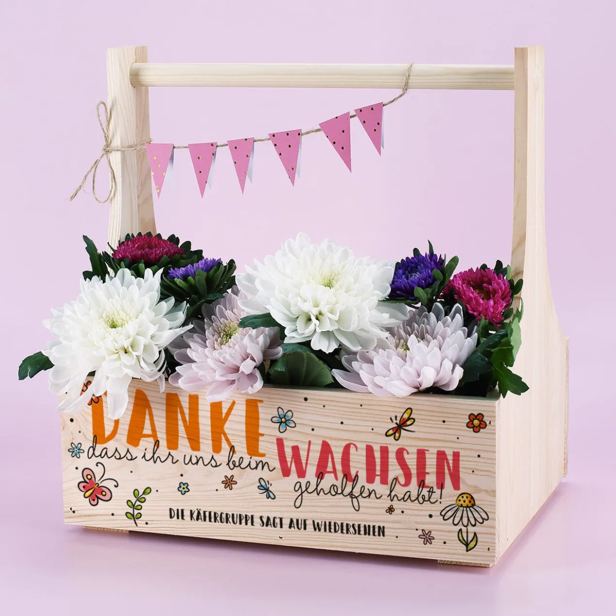 Danke, dass du uns beim Wachsen geholfen hast! - Holzträger als Geschenk für Erzieher