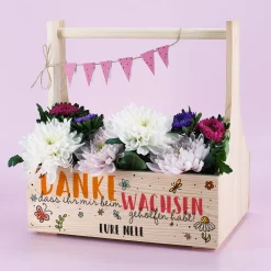 Danke, dass du uns beim Wachsen geholfen hast! - Holzträger als Geschenk für Erzieher