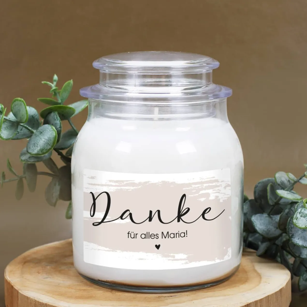 Danke - Duftkerze im Glas mit Ihrem Wunschtext