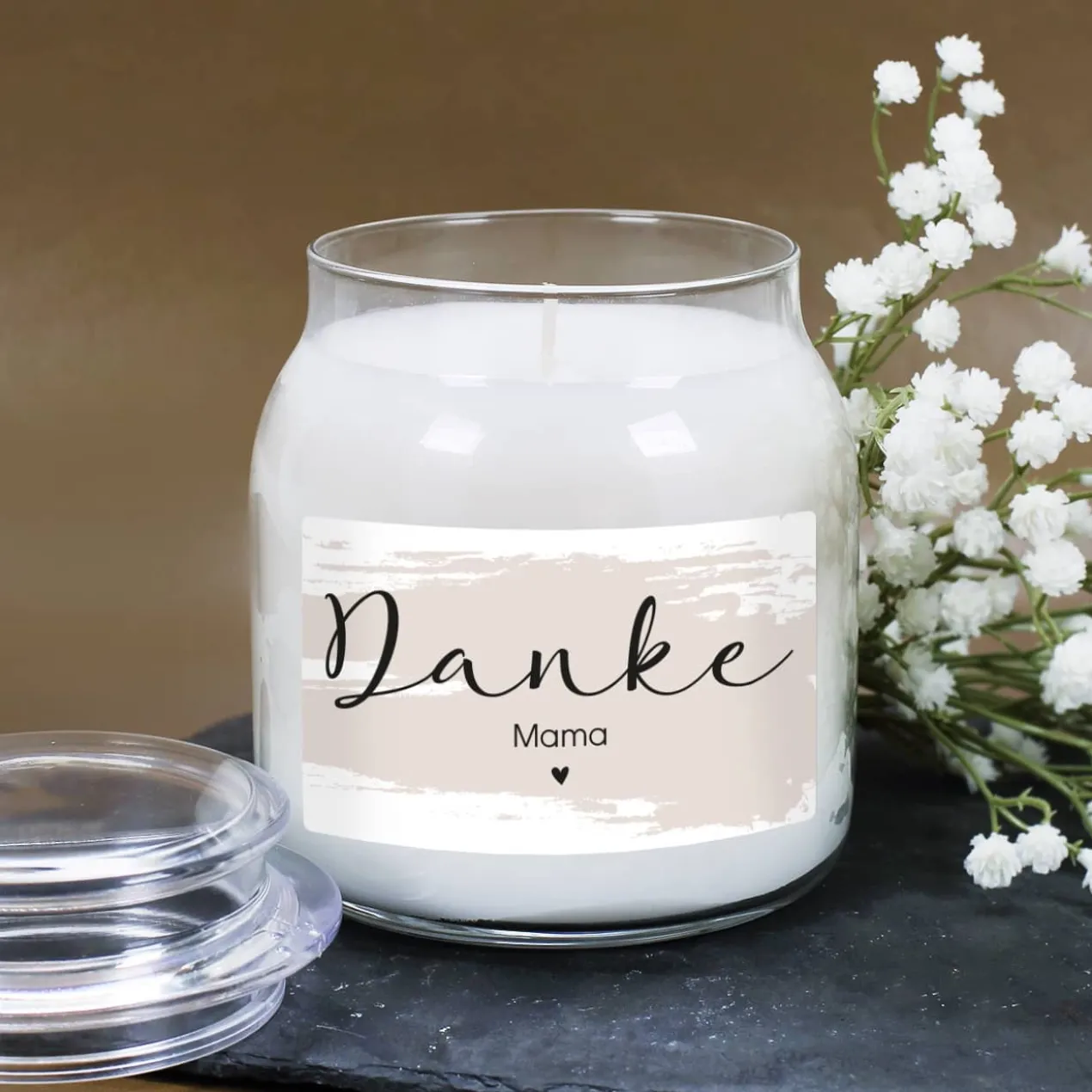 Danke - Duftkerze im Glas mit Ihrem Wunschtext