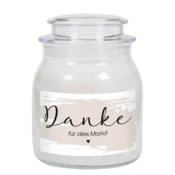 Danke - Duftkerze im Glas mit Ihrem Wunschtext