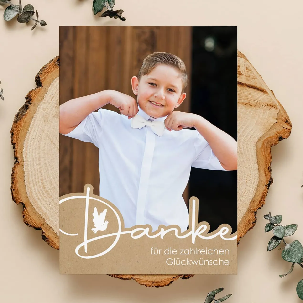 Danke - Fotokarte als Danksagung zur Kommunion, Konfirmation oder Taufe
