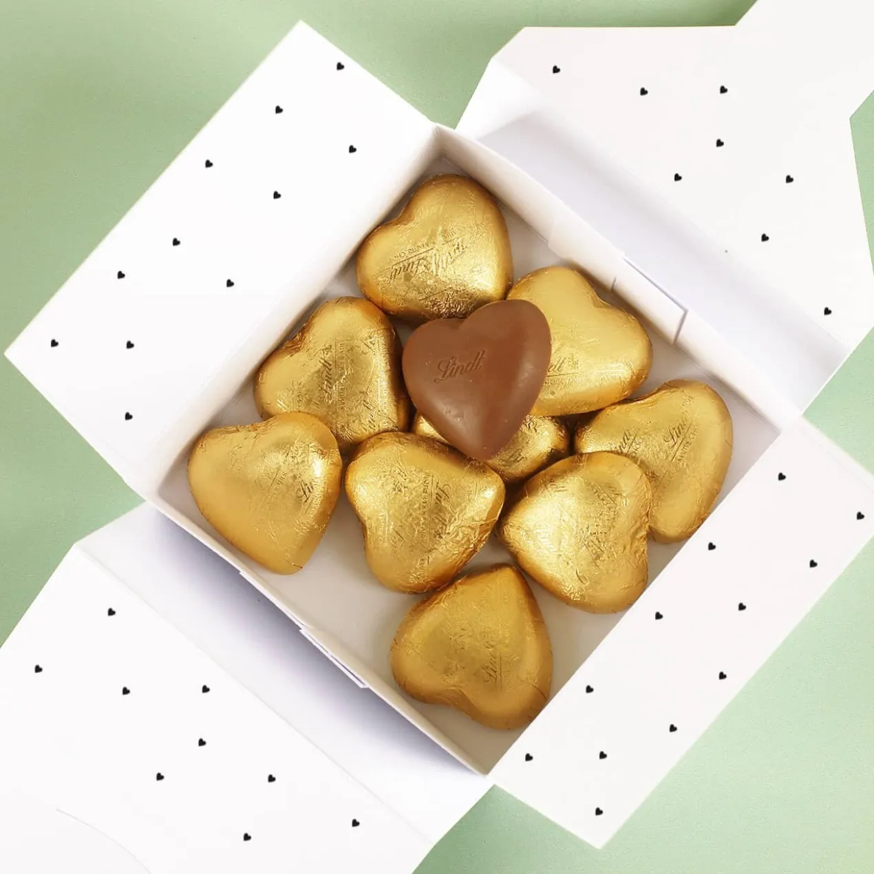 Danke Geschenk mit Herz - Geschenkbox mit 10 Lindt Schoko-Herzen