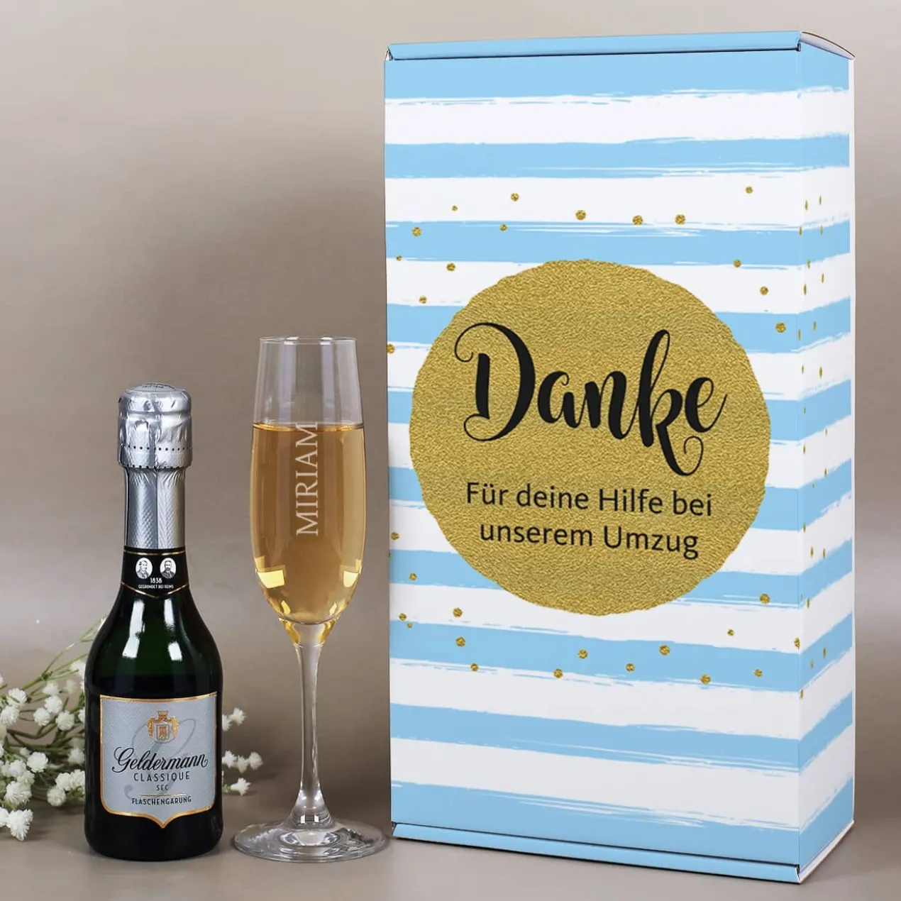 Danke - Geschenkset mit Sekt und Sektglas | Geldermann Flaschengärung