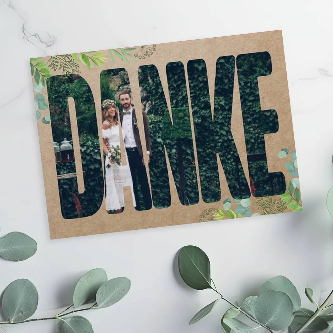 Dankekarte mit Ihrem Foto - verschiedene Hintergründe wählbar
