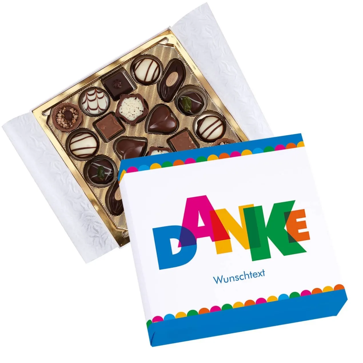 Danke - Pralinen von Lindt mit Ihrem Wunschtext, 100 g