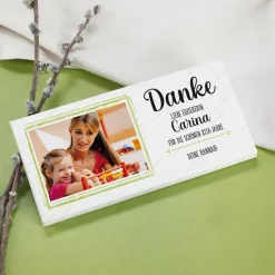 Danke - Schokolade mit Foto & 4 Zeilen Wunschtext