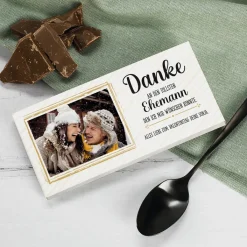 Danke - Schokolade mit Foto & 4 Zeilen Wunschtext