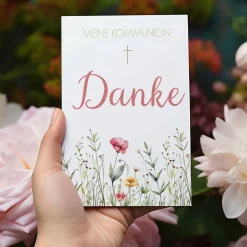Dankeskarte - Wildblumen - zur Taufe, Kommunion oder Konfirmation
