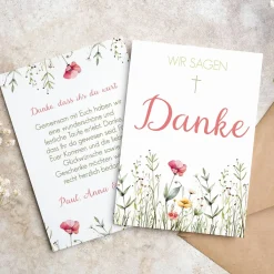 Dankeskarte - Wildblumen - zur Taufe, Kommunion oder Konfirmation