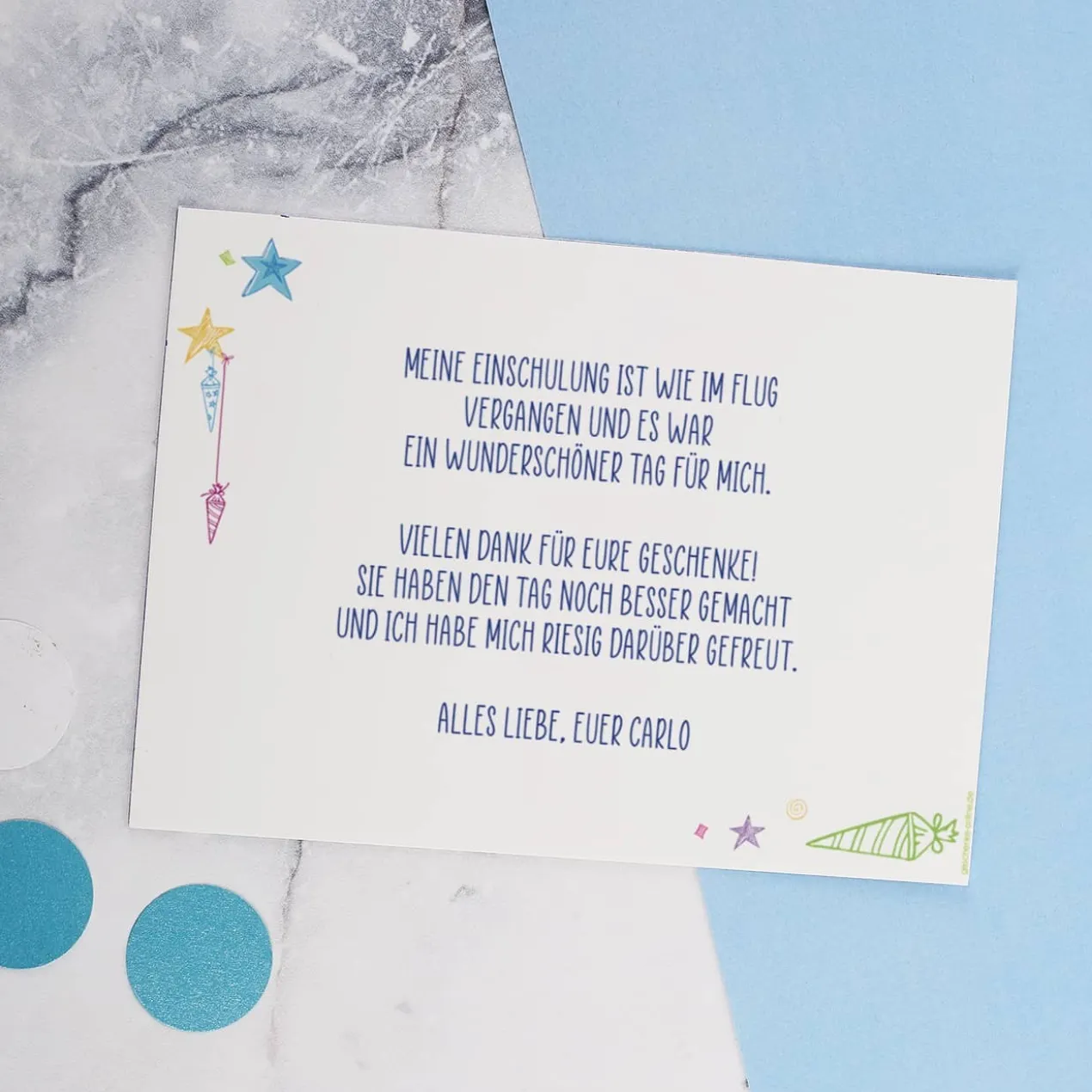 Dankeskarte zur Einschulung - Endlich Schulkind