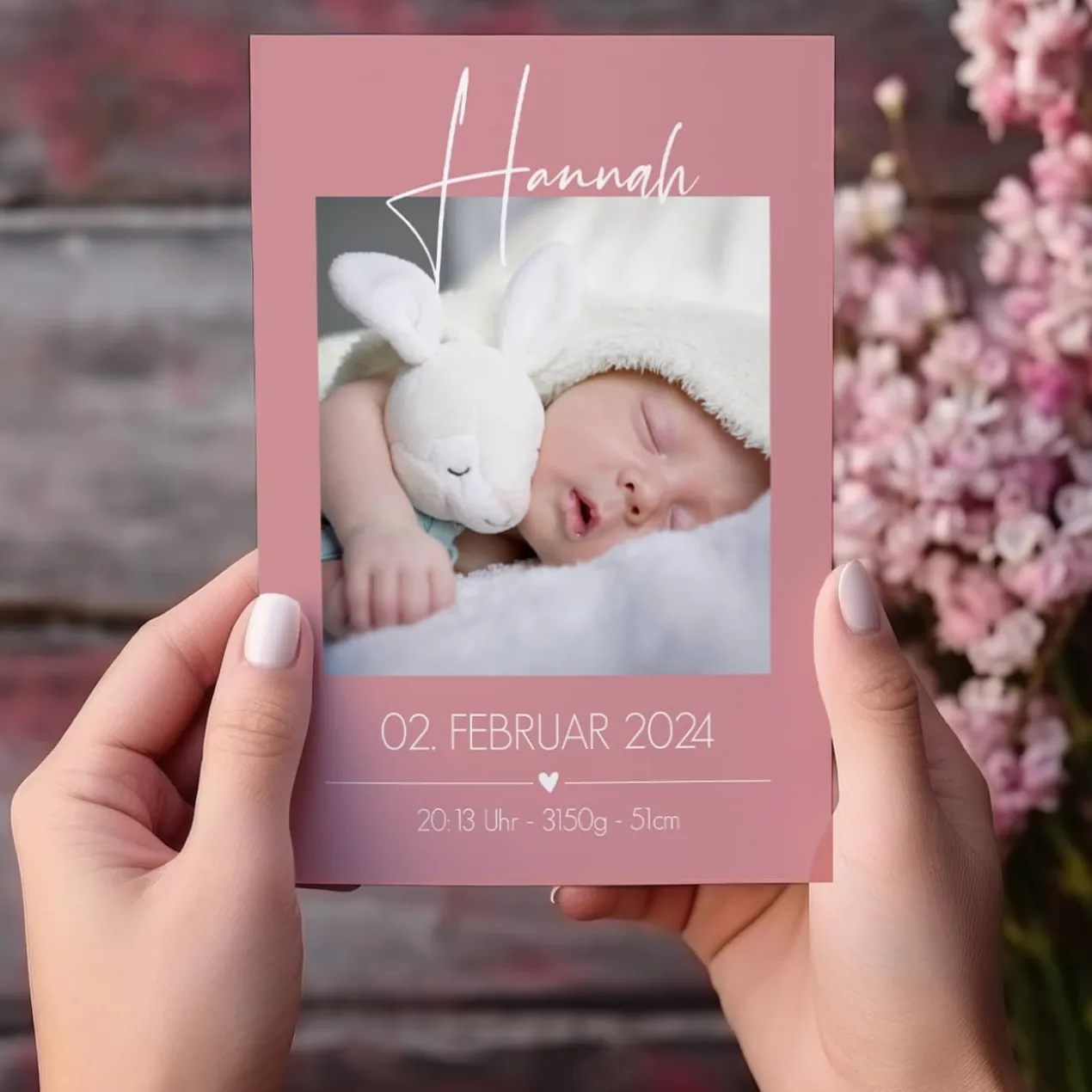 Dankeskarte zur Geburt mit Fotoaufdruck - in verschiedenen Farben