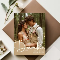 Dankeskarte zur Hochzeit mit Ihrem Foto und Wunschtext