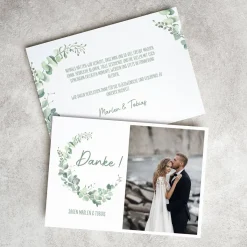 Danksagungskarte zur Hochzeit mit Eukalyptus und Ihrem Foto