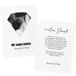 Danksagungskarte zur Hochzeit mit persönlichem Foto und Wunschtext