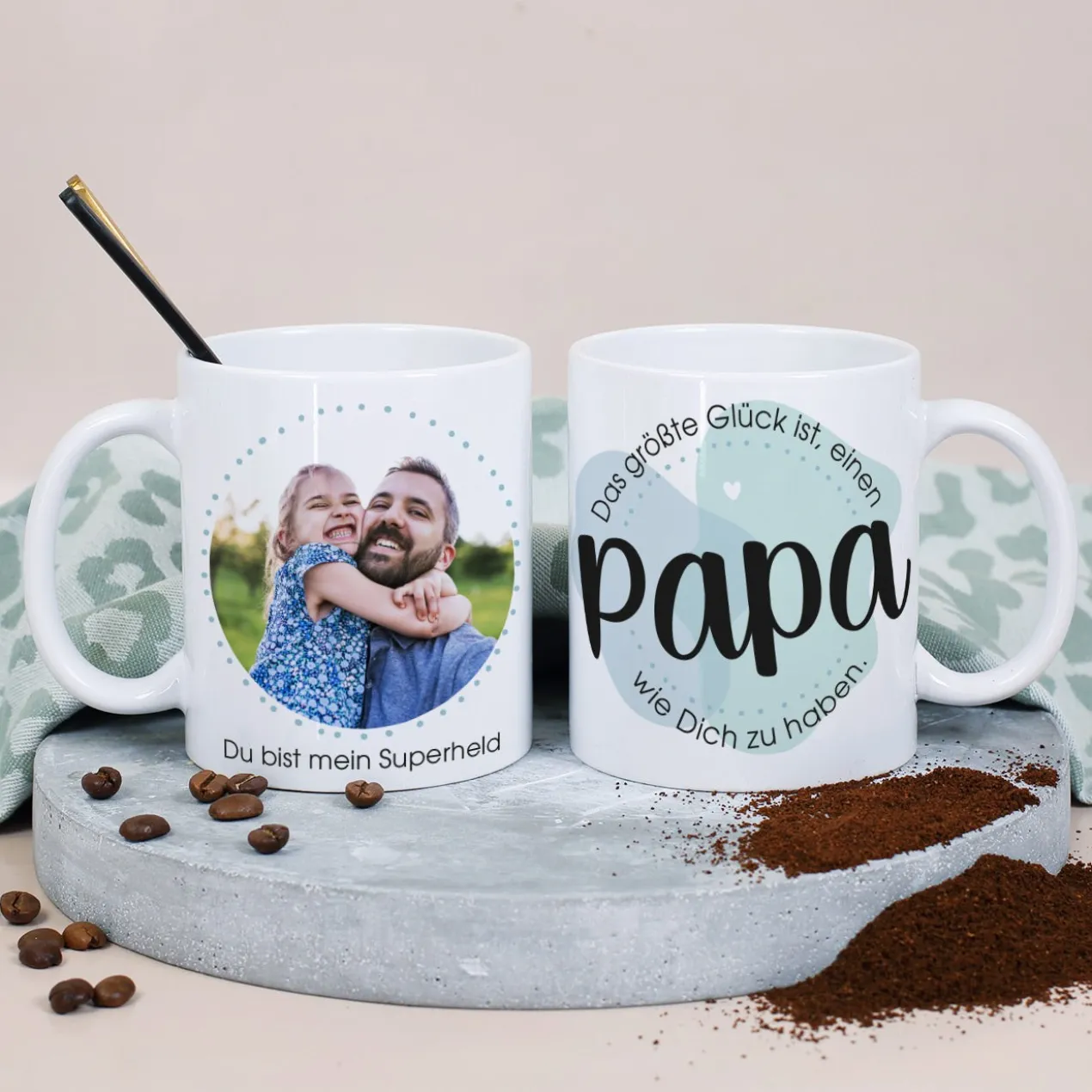 Das größte Glück ist, einen Papa wie Dich zu haben. - Fototasse zum Vatertag
