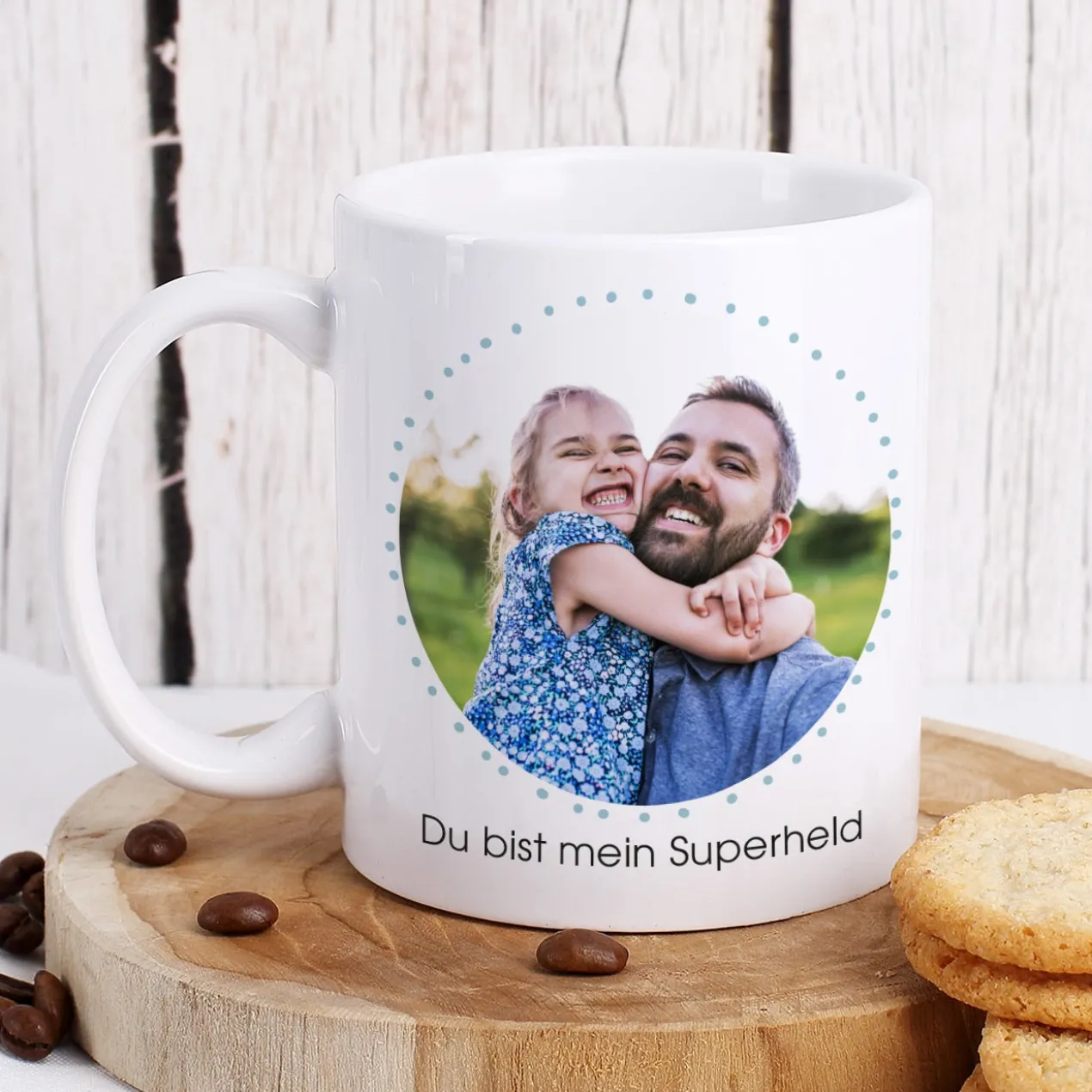 Das größte Glück ist, einen Papa wie Dich zu haben. - Fototasse zum Vatertag