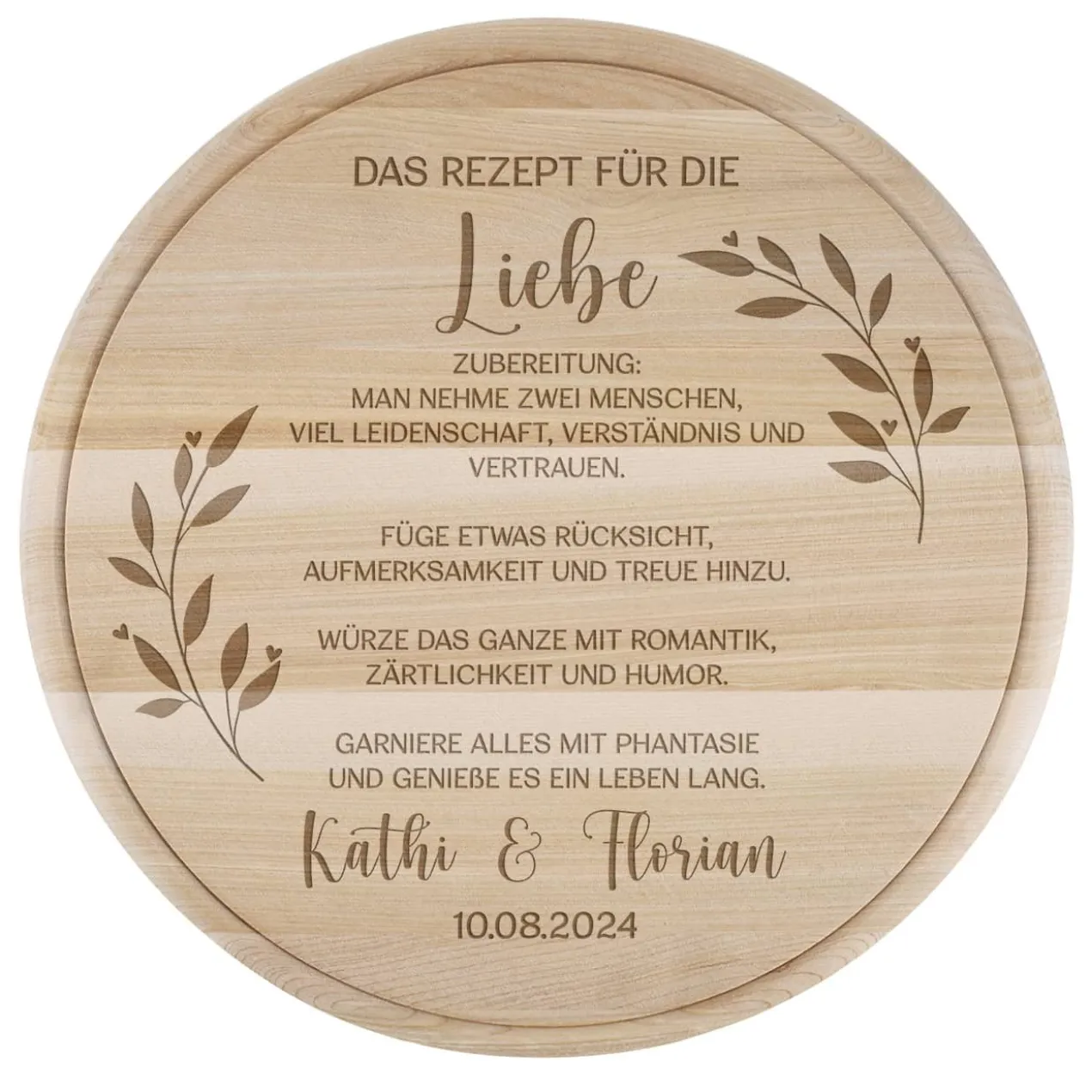 Das Rezept für die Liebe - Holzbrettchen als Hochzeitsgeschenk